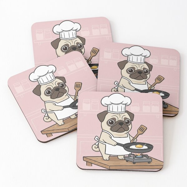 Item preview, Cute Pug Chef Cooking an Egg | Funny Animal Cooking Art designed and sold by ProperGoodArt.