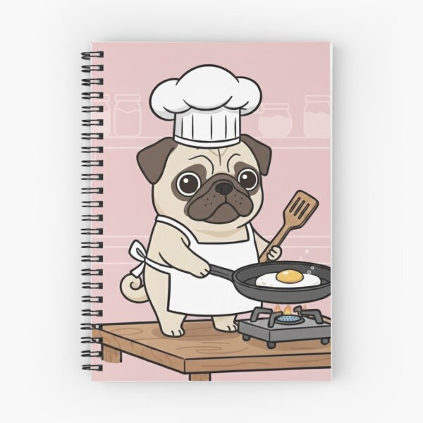Item preview, Cute Pug Chef Cooking an Egg | Funny Animal Cooking Art designed and sold by ProperGoodArt.