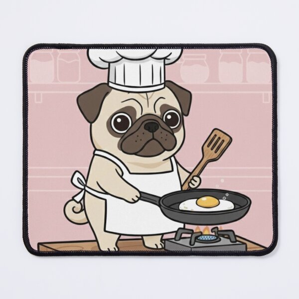Item preview, Cute Pug Chef Cooking an Egg | Funny Animal Cooking Art designed and sold by ProperGoodArt.