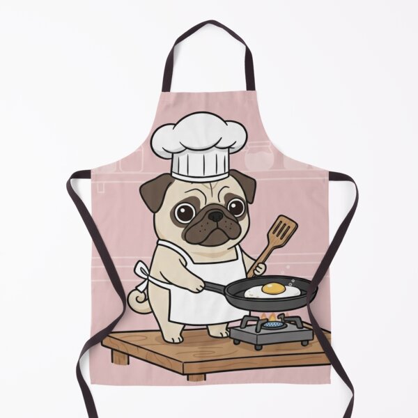 Item preview, Cute Pug Chef Cooking an Egg | Funny Animal Cooking Art designed and sold by ProperGoodArt.
