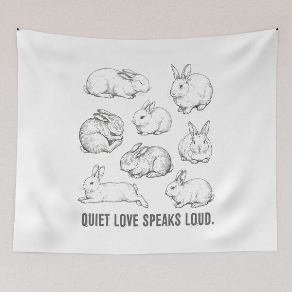 Item preview, Rabbit Vintage Tattoo Illustration Quiet Love Speaks Loud designed and sold by MuniraWearify.