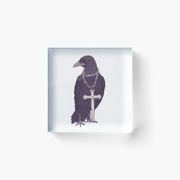 Item preview, Crow wears a chain with a cross designed and sold by anytka.