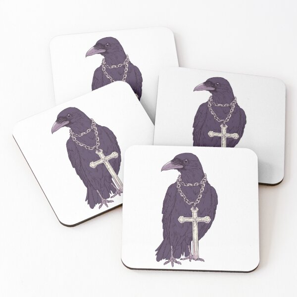 Item preview, Crow wears a chain with a cross designed and sold by anytka.