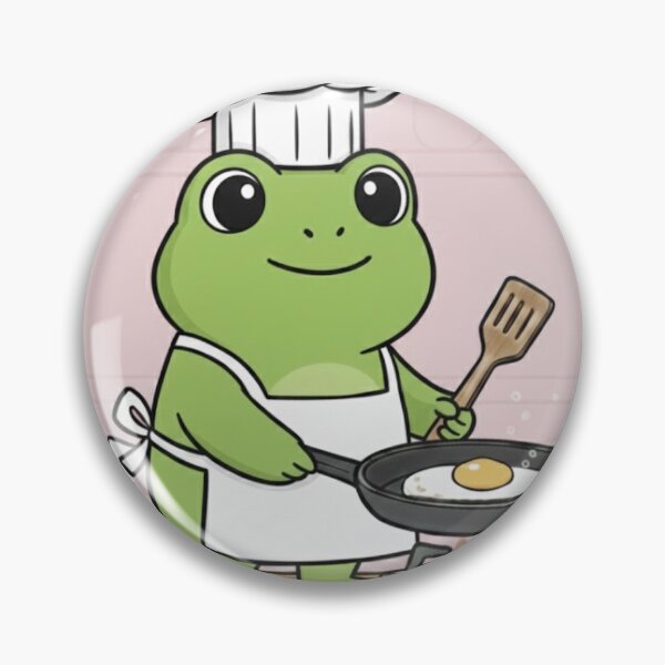 Item preview, Cute Frog Chef Cooking an Egg | Funny Animal Cooking Art designed and sold by ProperGoodArt.