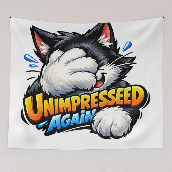 Item preview, Funny Unimpressed Again Sarcastic Facepalm Cat designed and sold by HappyPatchEG.