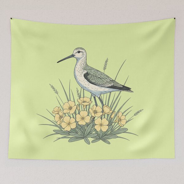 Item preview, Vintage Sandpiper Seaside Floral Design designed and sold by BirdsnStuff.