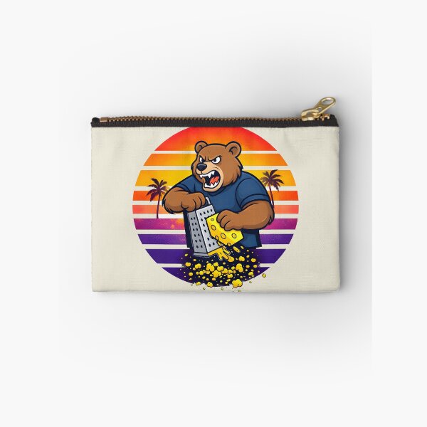 Item preview, Angry Bear with Cheese Grater Hat and Sunglasses Retro Sunset designed and sold by Aesthetic-Avenue.