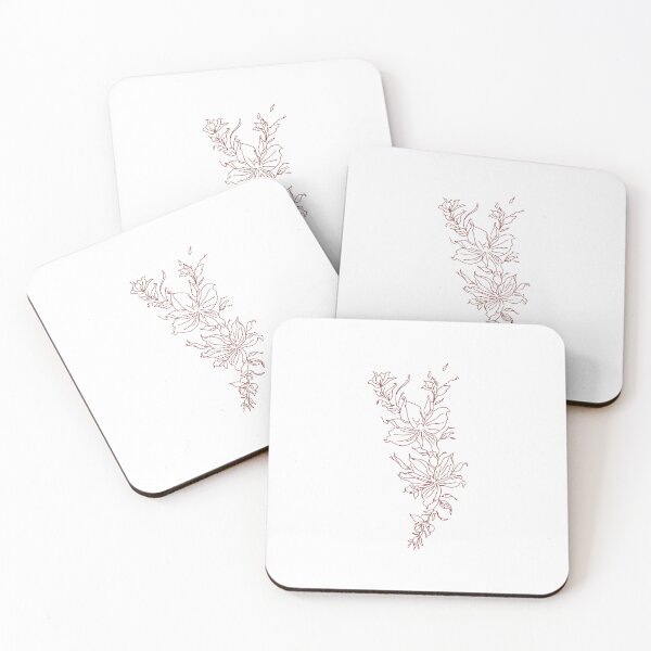 Item preview, Minimalist Fine Line Flower Tattoo I Red Fine Line Art designed and sold by BVL .