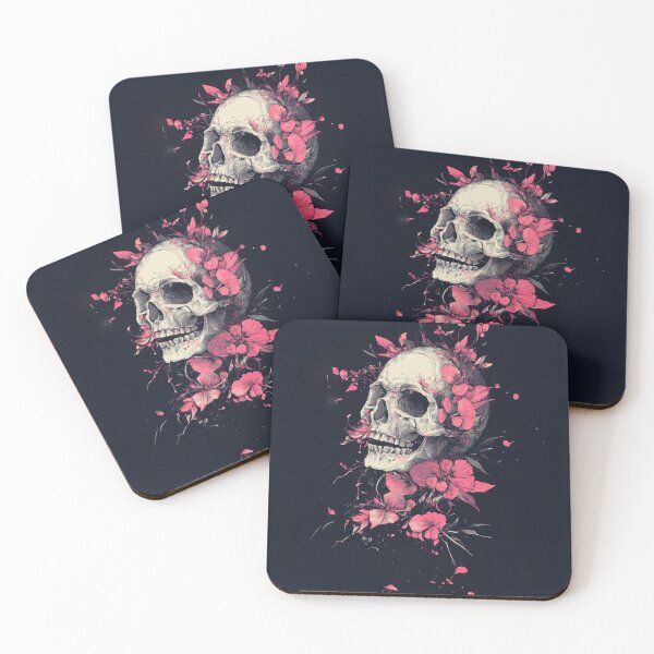 Item preview, Dark background floral skull designed and sold by anytka.