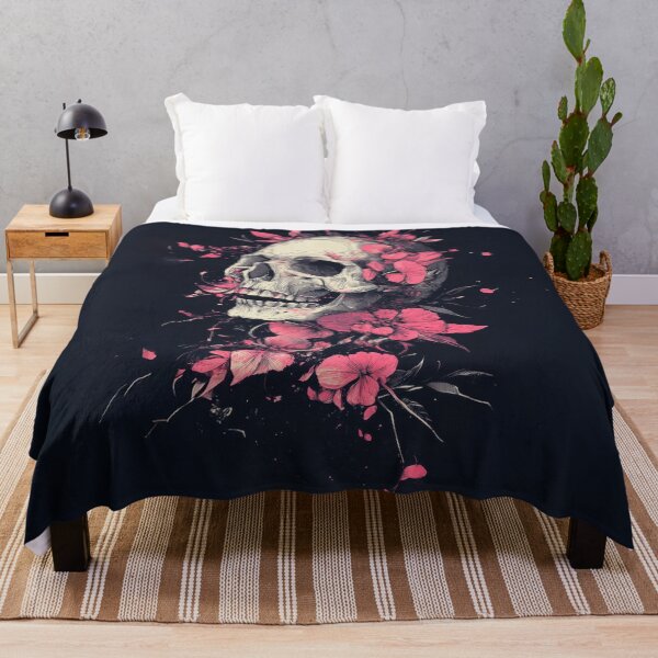 Item preview, Dark background floral skull designed and sold by anytka.