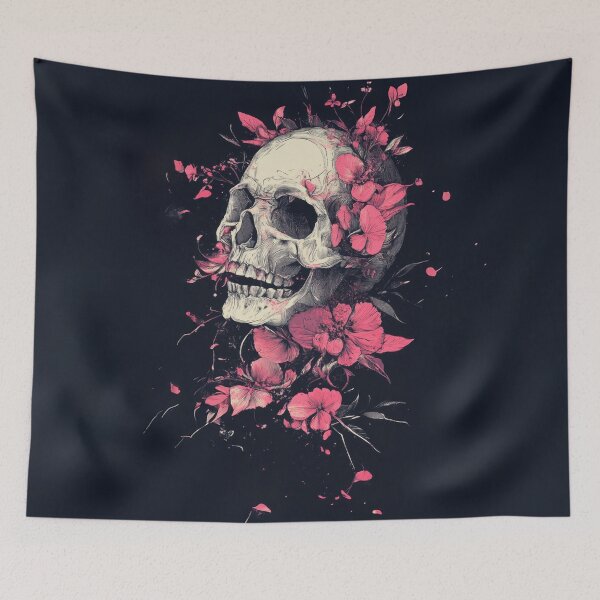 Item preview, Dark background floral skull designed and sold by anytka.