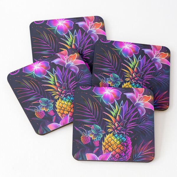 Item preview, Vibrant Neon  Pineapple And Flowers designed and sold by NEXTLEVEL318.
