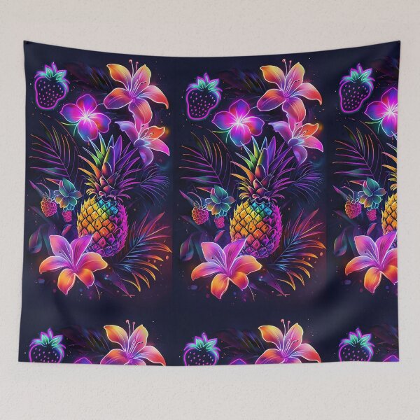 Item preview, Vibrant Neon  Pineapple And Flowers designed and sold by NEXTLEVEL318.