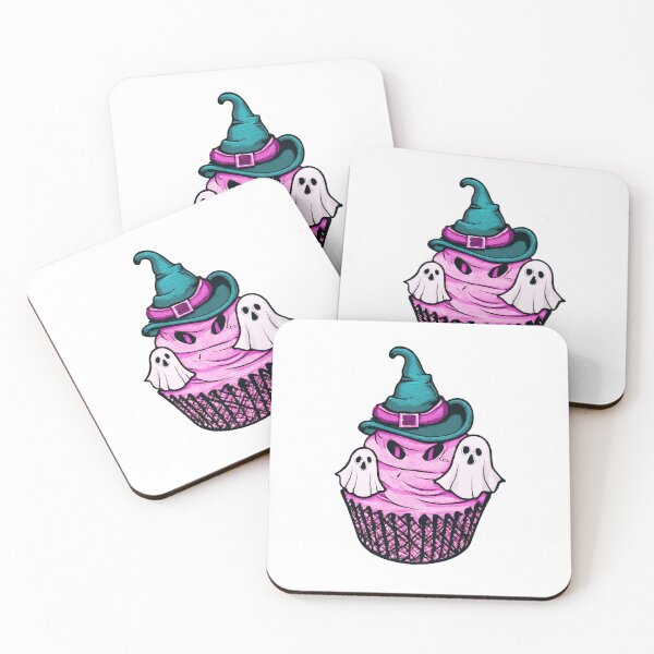 Item preview, Cute Halloween Ghost Cupcake with Witch Hat designed and sold by Horrify.
