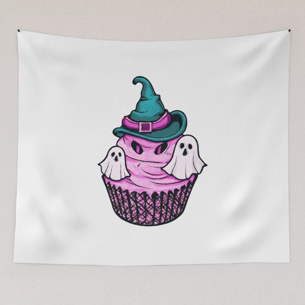 Item preview, Cute Halloween Ghost Cupcake with Witch Hat designed and sold by Horrify.
