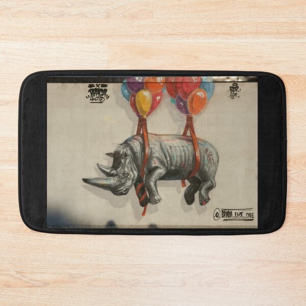 Item preview, Flying Rhino with Colorful Balloons Mural designed and sold by flashishoop.
