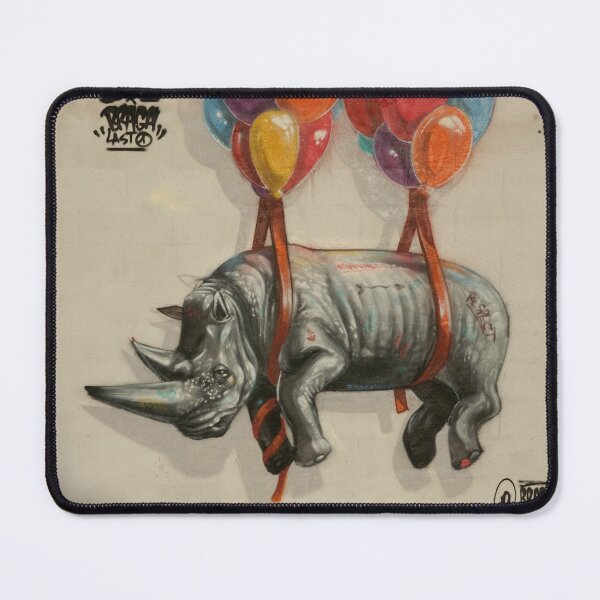 Item preview, Flying Rhino with Colorful Balloons Mural designed and sold by flashishoop.