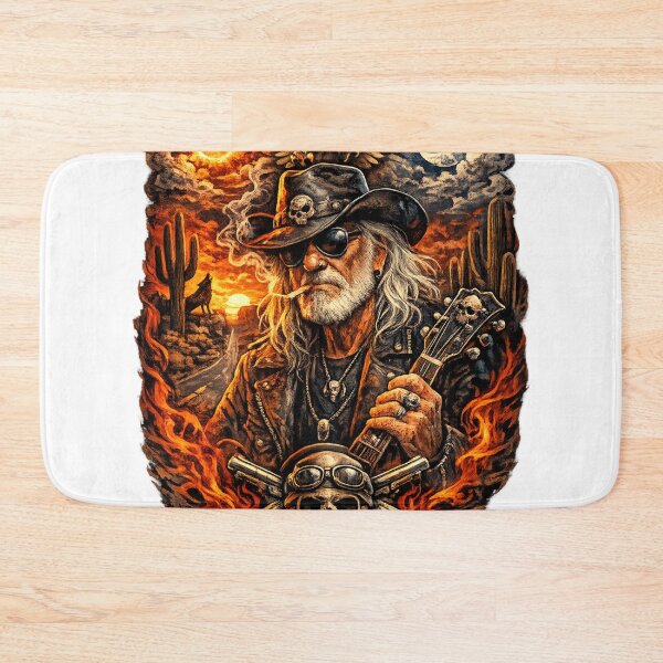 Item preview, Outlaw Guitarist Cowboy Skull & Eagle Sunset Western Rock T-Shirt Design designed and sold by TerScott.