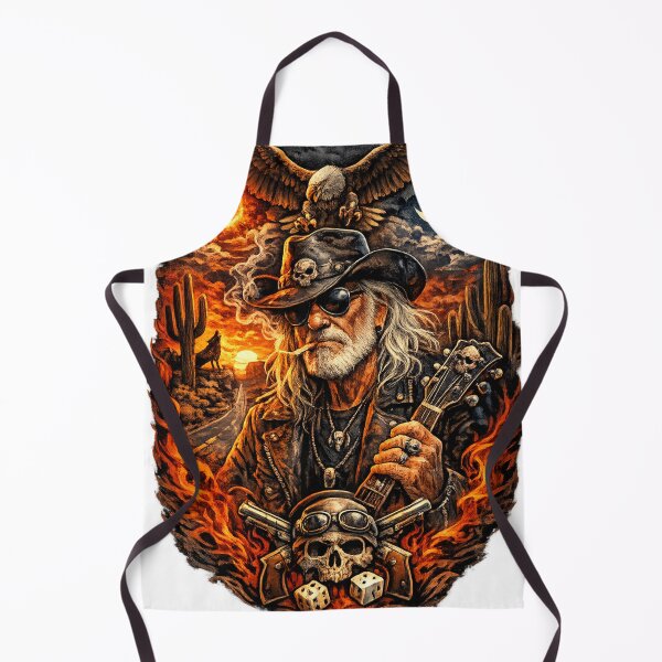 Item preview, Outlaw Guitarist Cowboy Skull & Eagle Sunset Western Rock T-Shirt Design designed and sold by TerScott.