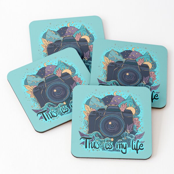 Item preview, Colorful DSLR Camera with Nature Elements - Text "This is my life" designed and sold by MartynaKanik.