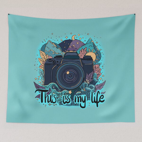 Item preview, Colorful DSLR Camera with Nature Elements - Text "This is my life" designed and sold by MartynaKanik.