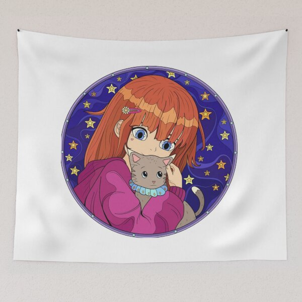 Item preview, Cozy Night Girl And Cat Illustration designed and sold by Silrom.