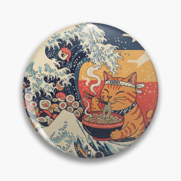 Item preview, The Great Wave of Sushi - Retro Japanese Woodblock Parody designed and sold by NonditStudio.
