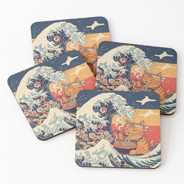 Item preview, The Great Wave of Sushi - Retro Japanese Woodblock Parody designed and sold by NonditStudio.