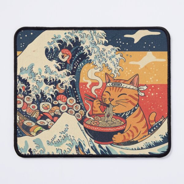 Item preview, The Great Wave of Sushi - Retro Japanese Woodblock Parody designed and sold by NonditStudio.