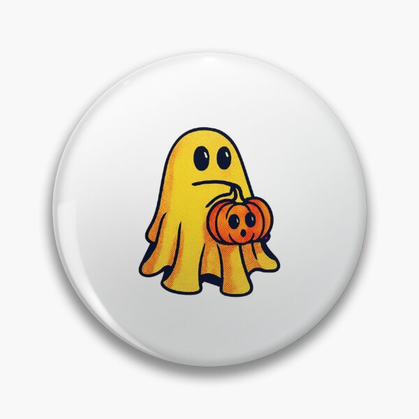 Item preview, Cute Halloween Ghost Holding Pumpkin Cartoon Art designed and sold by Horrify.