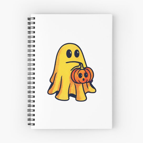 Item preview, Cute Halloween Ghost Holding Pumpkin Cartoon Art designed and sold by Horrify.
