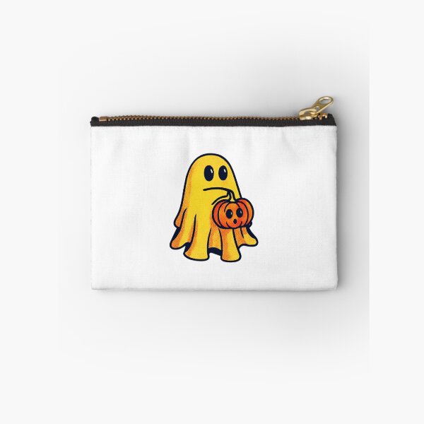 Item preview, Cute Halloween Ghost Holding Pumpkin Cartoon Art designed and sold by Horrify.