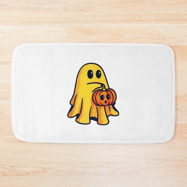 Item preview, Cute Halloween Ghost Holding Pumpkin Cartoon Art designed and sold by Horrify.