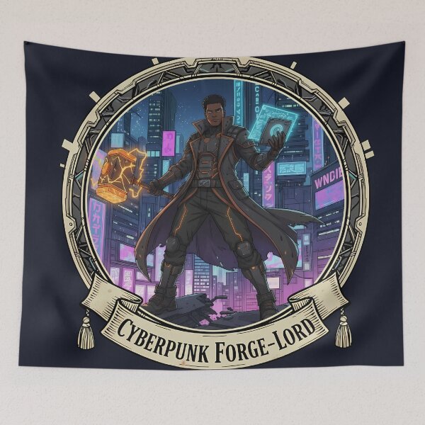 Item preview, Cyberpunk Forge-Lord Techno-Shaman Emblem designed and sold by Ekracreatives.