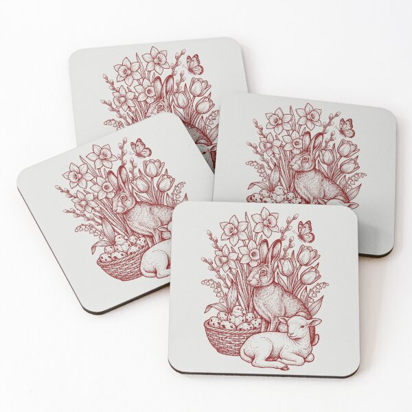 Item preview, Maroon Easter Nature - Vintage Red Ink Engraving designed and sold by DigitalGlade.