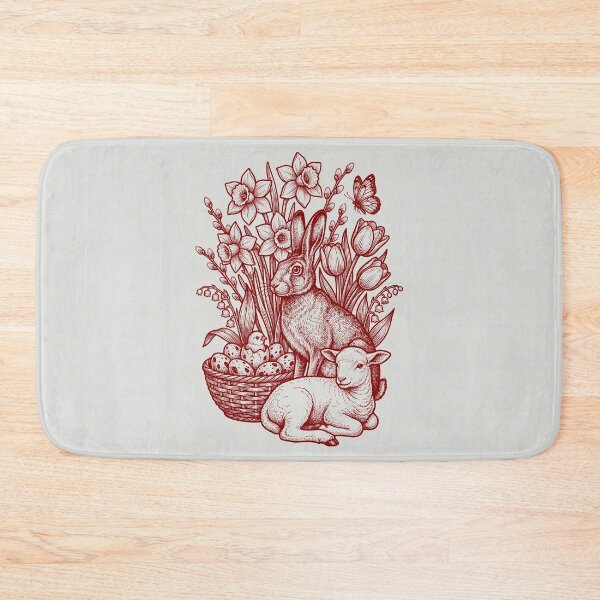 Item preview, Maroon Easter Nature - Vintage Red Ink Engraving designed and sold by DigitalGlade.