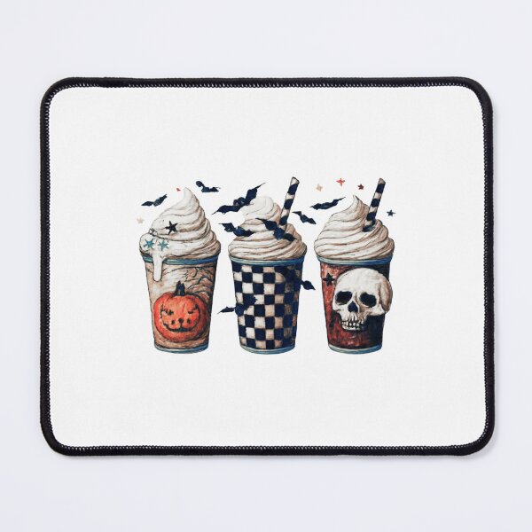 Item preview, Spooky Halloween Milkshakes Pumpkin Skull Watercolor Art designed and sold by Horrify.
