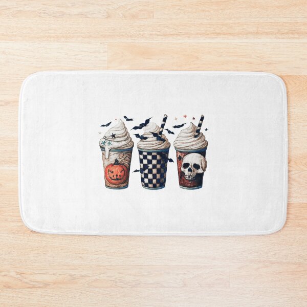 Item preview, Spooky Halloween Milkshakes Pumpkin Skull Watercolor Art designed and sold by Horrify.