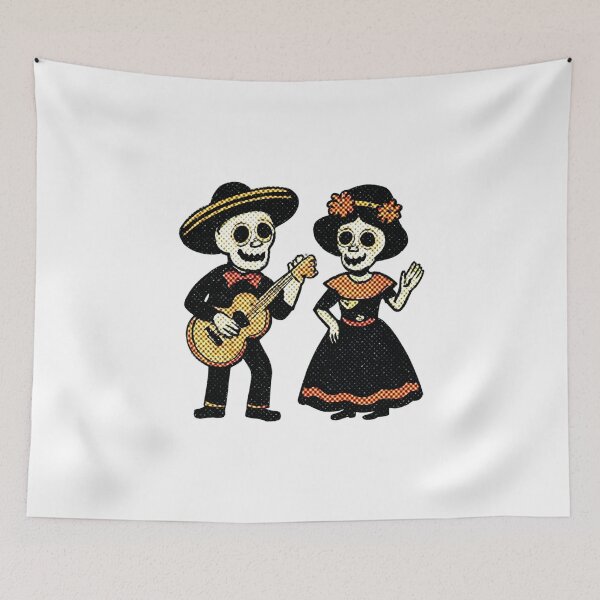 Item preview, Day of the Dead Skeleton Music and Dance Folk Art designed and sold by Horrify.