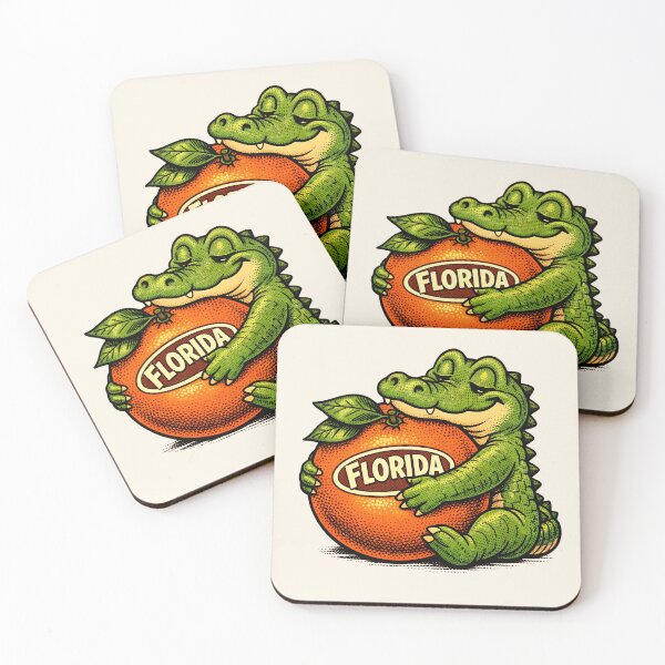 Item preview, Florida Gator Hugging Orange – Vintage Alligator Citrus Illustration designed and sold by GiftsCreek.