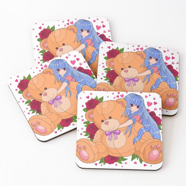 Item preview, Cute Anime Girl With Teddy Bear designed and sold by Silrom.