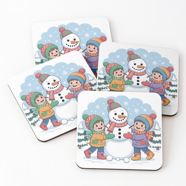 Item preview, Happy children build a cheerful snowman designed and sold by desinganddecor.