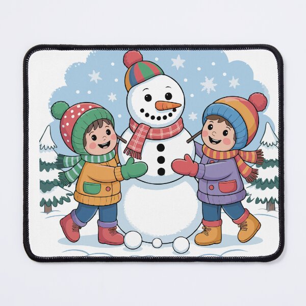 Item preview, Happy children build a cheerful snowman designed and sold by desinganddecor.