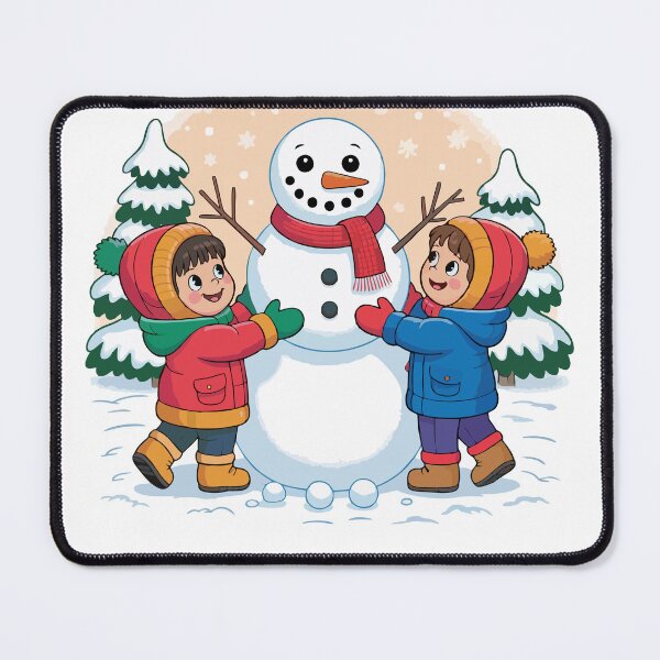 Item preview, Happy children build a cheerful snowman designed and sold by desinganddecor.