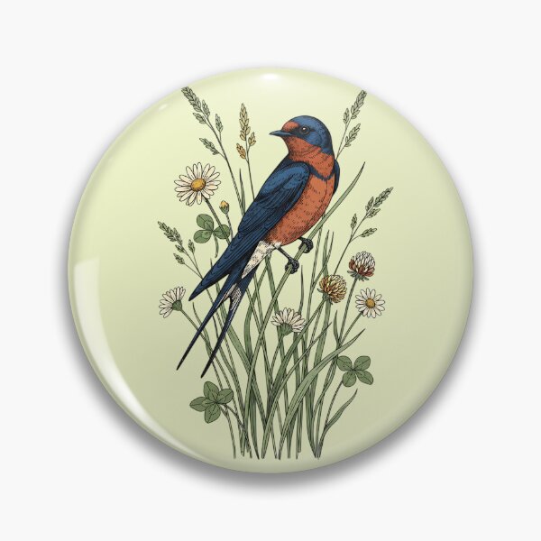 Item preview, Vintage Barn Swallow Wildflower Art designed and sold by BirdsnStuff.