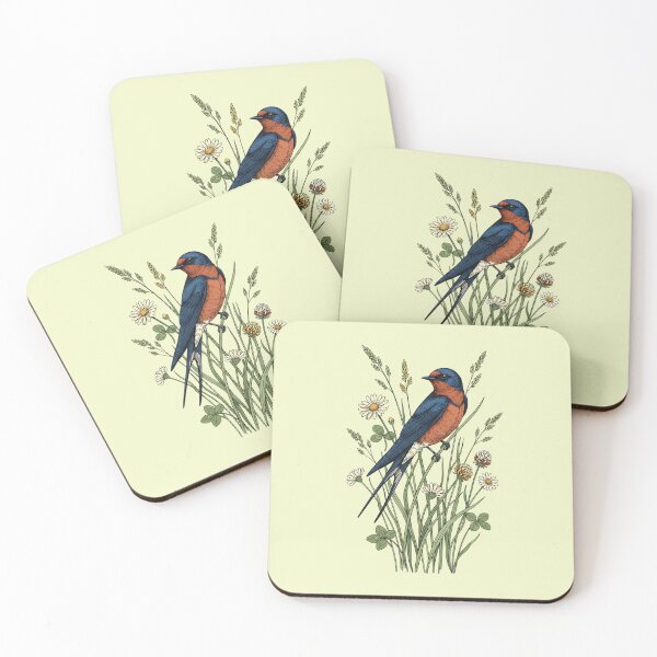 Item preview, Vintage Barn Swallow Wildflower Art designed and sold by BirdsnStuff.