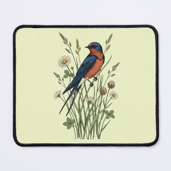 Item preview, Vintage Barn Swallow Wildflower Art designed and sold by BirdsnStuff.