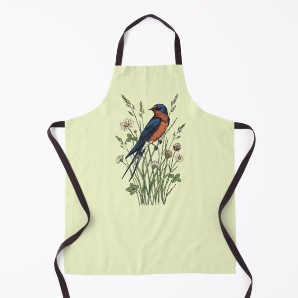 Item preview, Vintage Barn Swallow Wildflower Art designed and sold by BirdsnStuff.