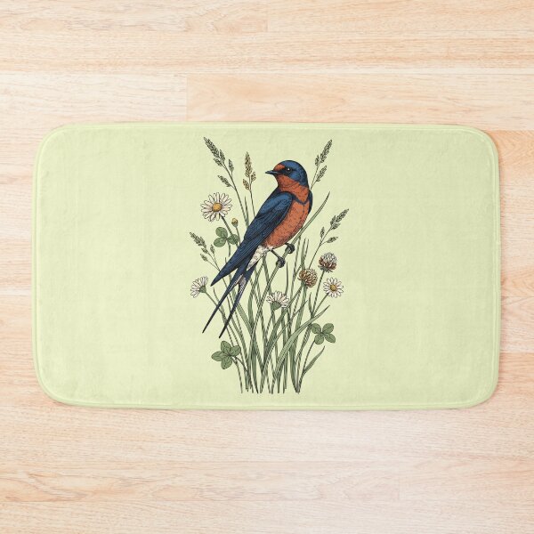 Item preview, Vintage Barn Swallow Wildflower Art designed and sold by BirdsnStuff.