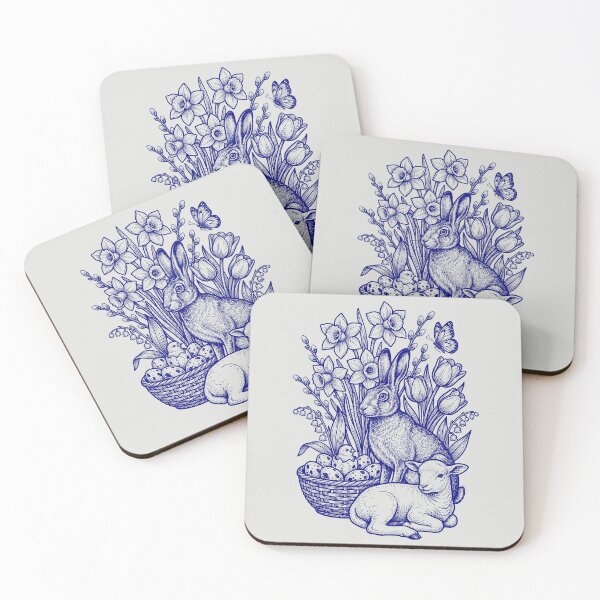 Item preview, Navy Blue Easter Nature - Vintage Blueprint Style designed and sold by DigitalGlade.